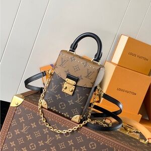 Louis Vuitton Monogram Mini Trunk Bag in Brown and Black with Gold Hardware